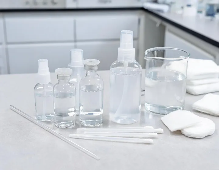Micellar Water Sourcing on a cosmetics bench, illustration only